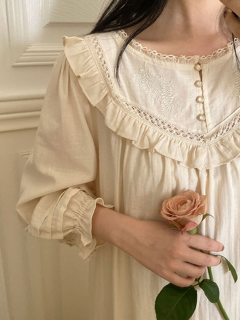 Retro Style Royal Cotton Sleep Gown