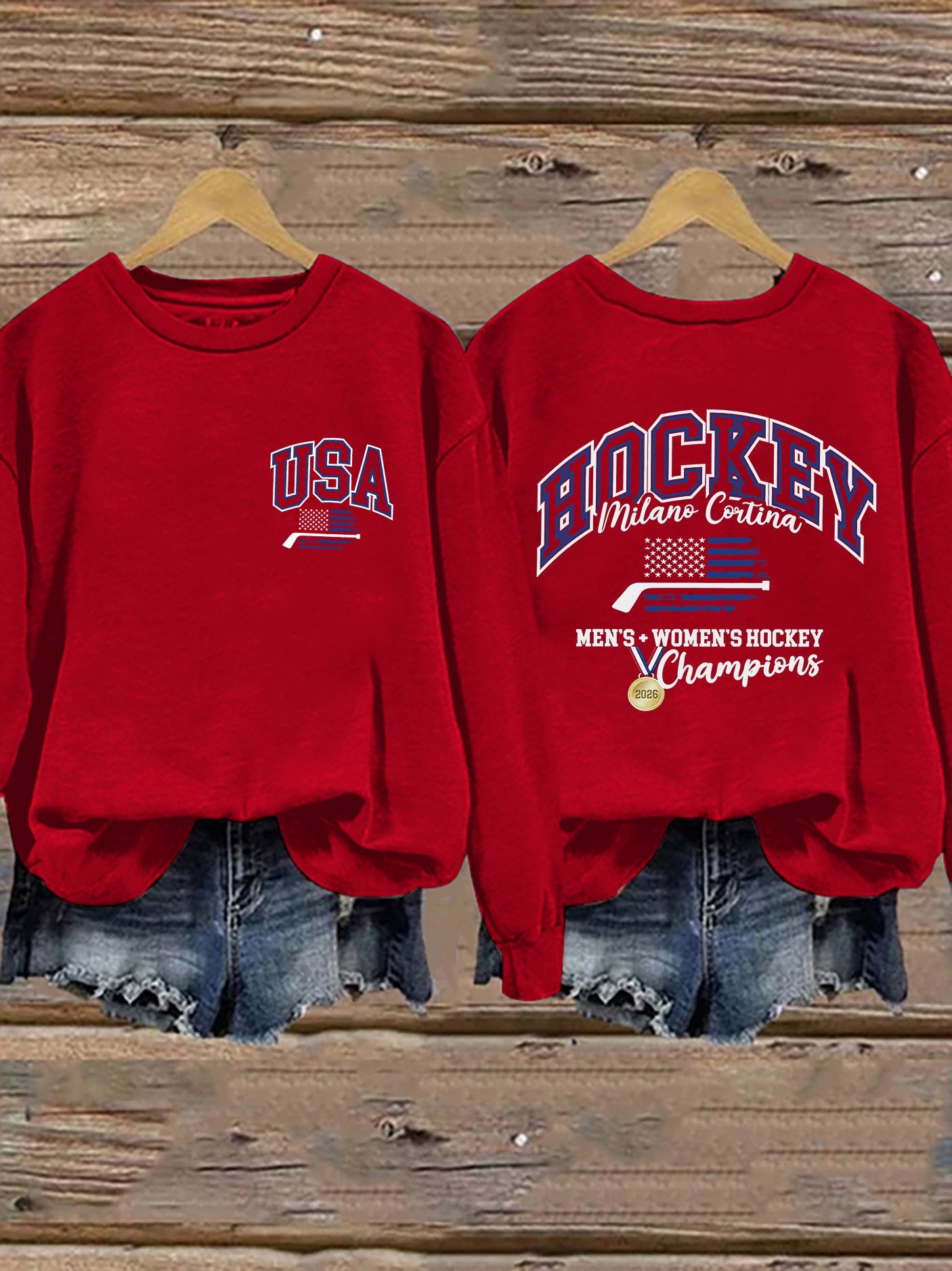 Women's  Hockey Print Sweatshirt