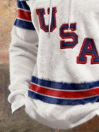 Retro Men's USA Ice Hockey Print Hoodie