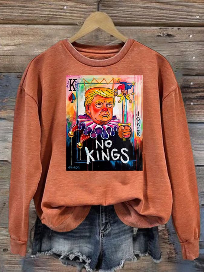 Women's   No Kings In America Print Casual  Sweatshirt