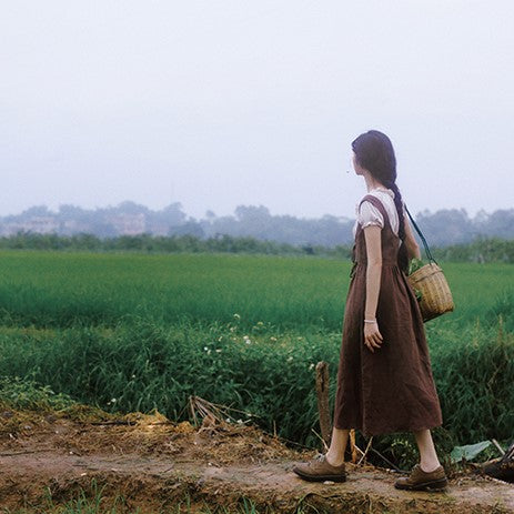 Cottage Core Farmcore Overall Dress Set