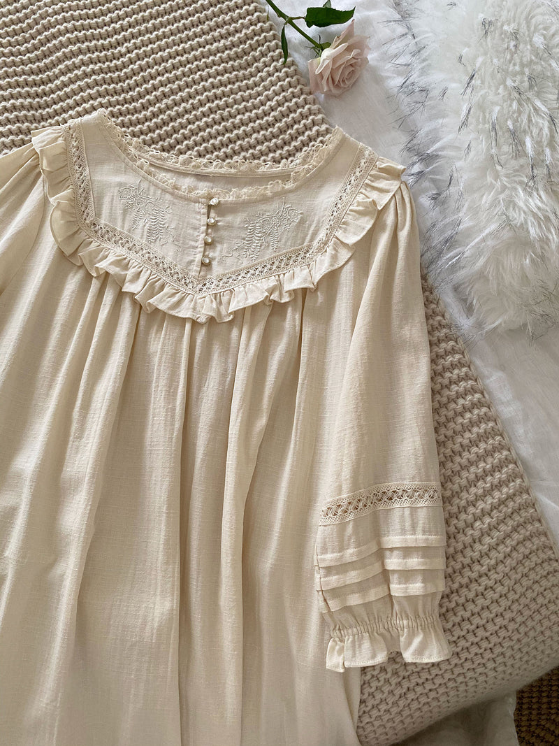 Retro Style Royal Cotton Sleep Gown