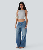Round Neck Cropped Casual Tank Top