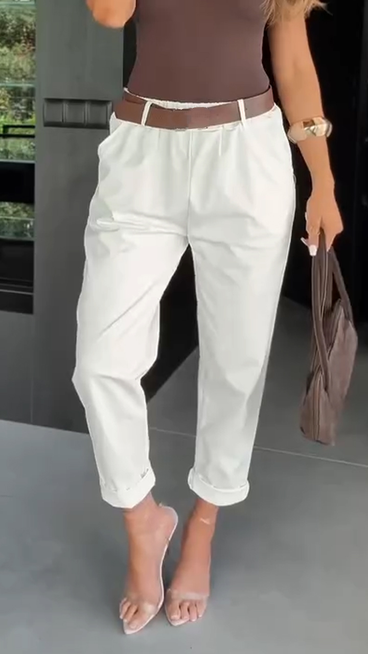 Ladies Solid Color Casual Pants