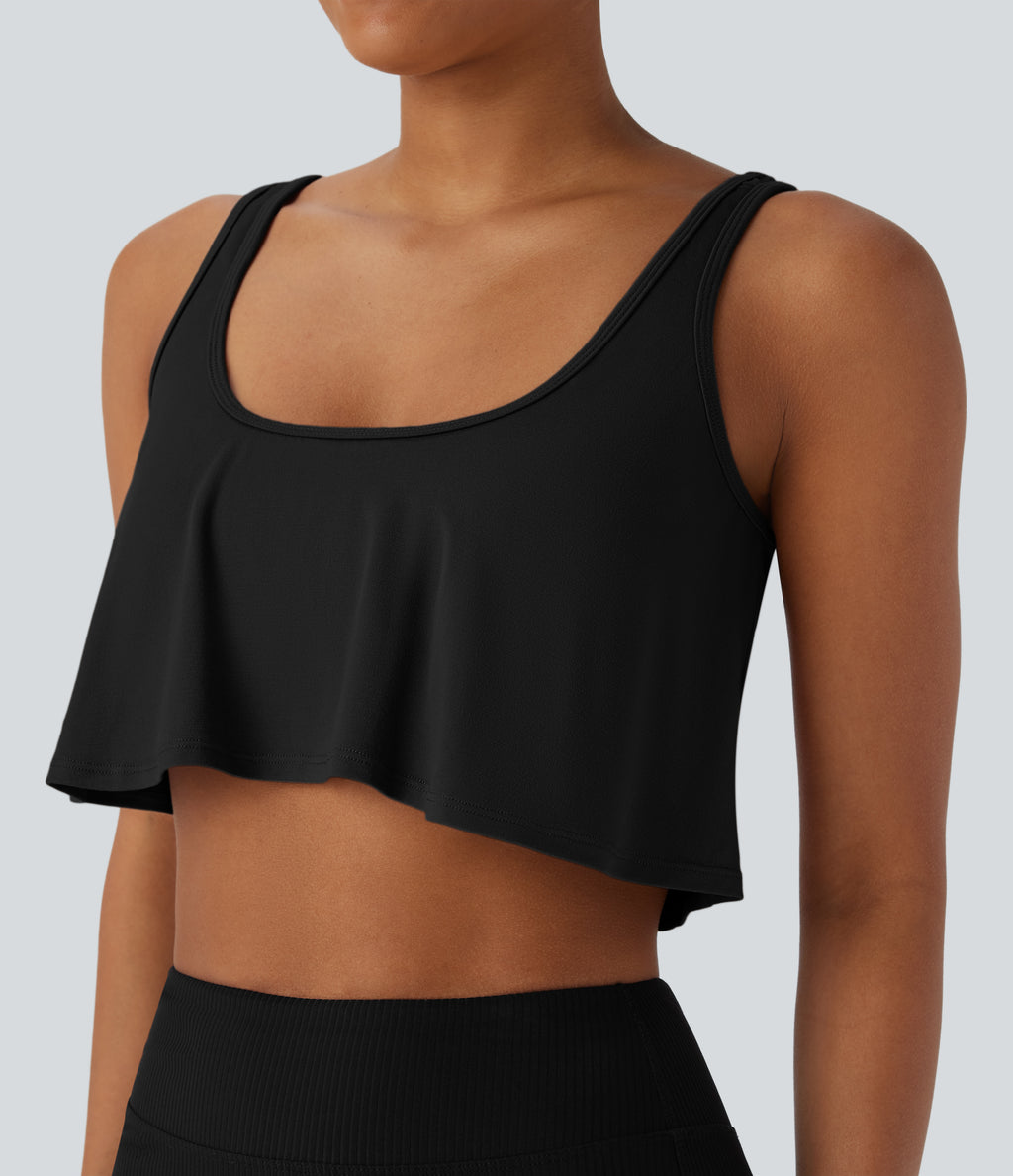 U Neck Draped Cropped Yoga Tank Top