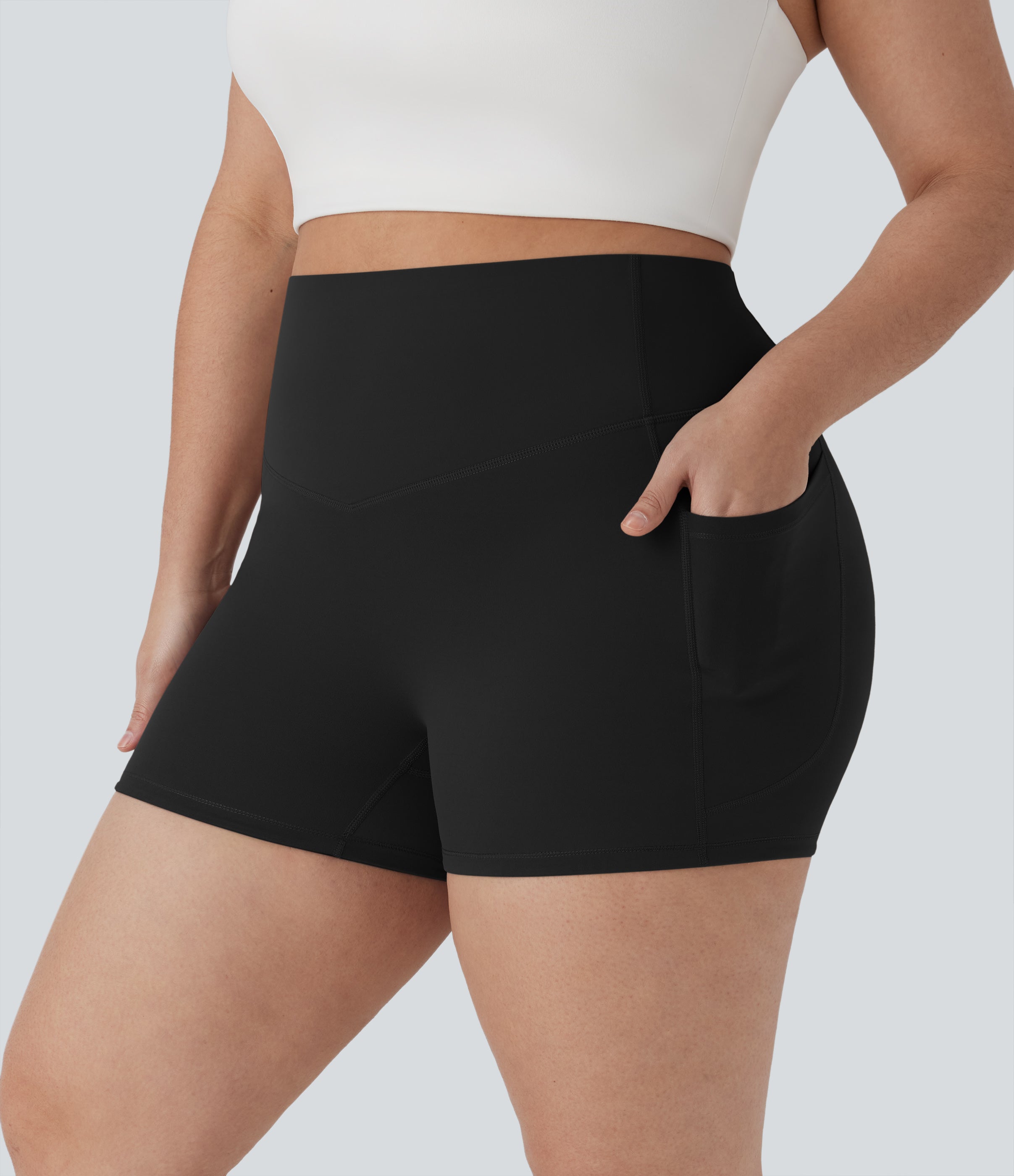 Plus Size UltraSculptTM SoCinched High Waisted Tummy Control Training Biker Shorts 3'' with Pockets