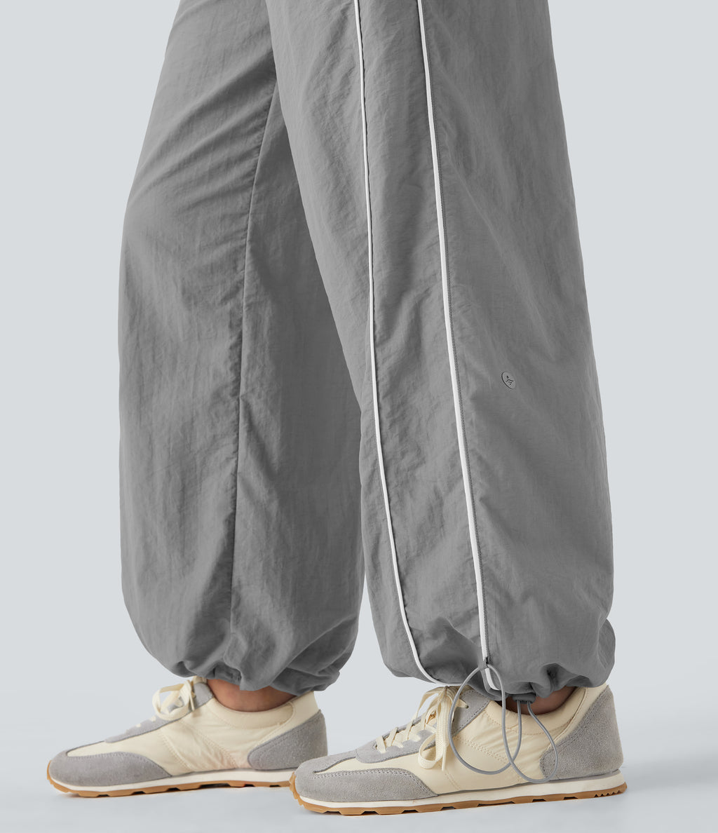 Mid Rise Wide Leg Cool Touch Casual Pants with Pockets