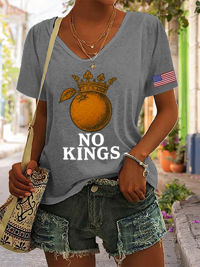 🔥Buy 3 Get 15% Off🔥Women's “No King in America SINCE1776” Print Casual T-Shirt