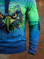 Men's Football Print Henley T-Shirt