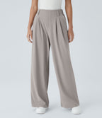 FlexTM High Waisted Side Pocket Wide Leg Waffle Work Pants