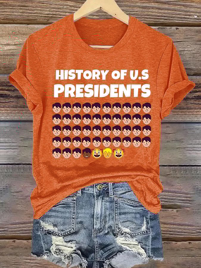 🔥Buy 3 Get 15% Off🔥Women's  History Of US Presidents Print T-Shirt