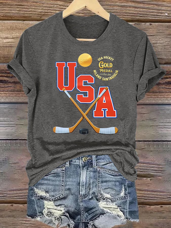 Women's  USA  Funny  Print T-Shirt