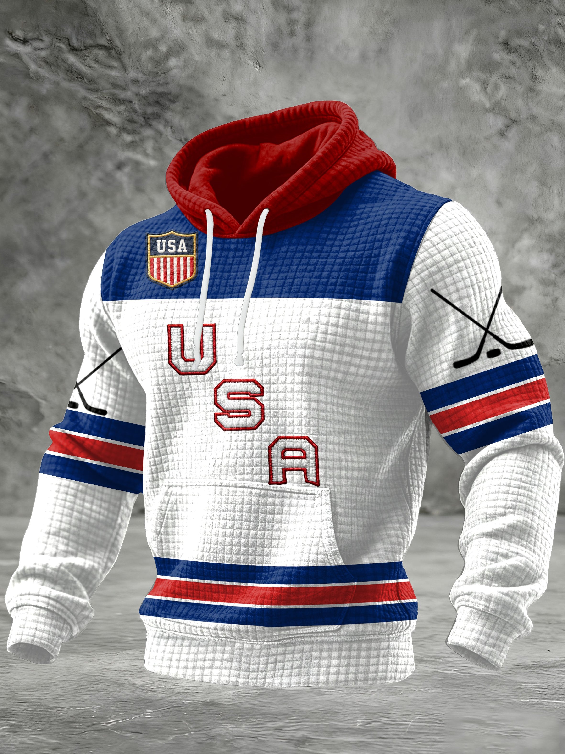 Men's USA Ice Hockey Printed Casual Hoodie
