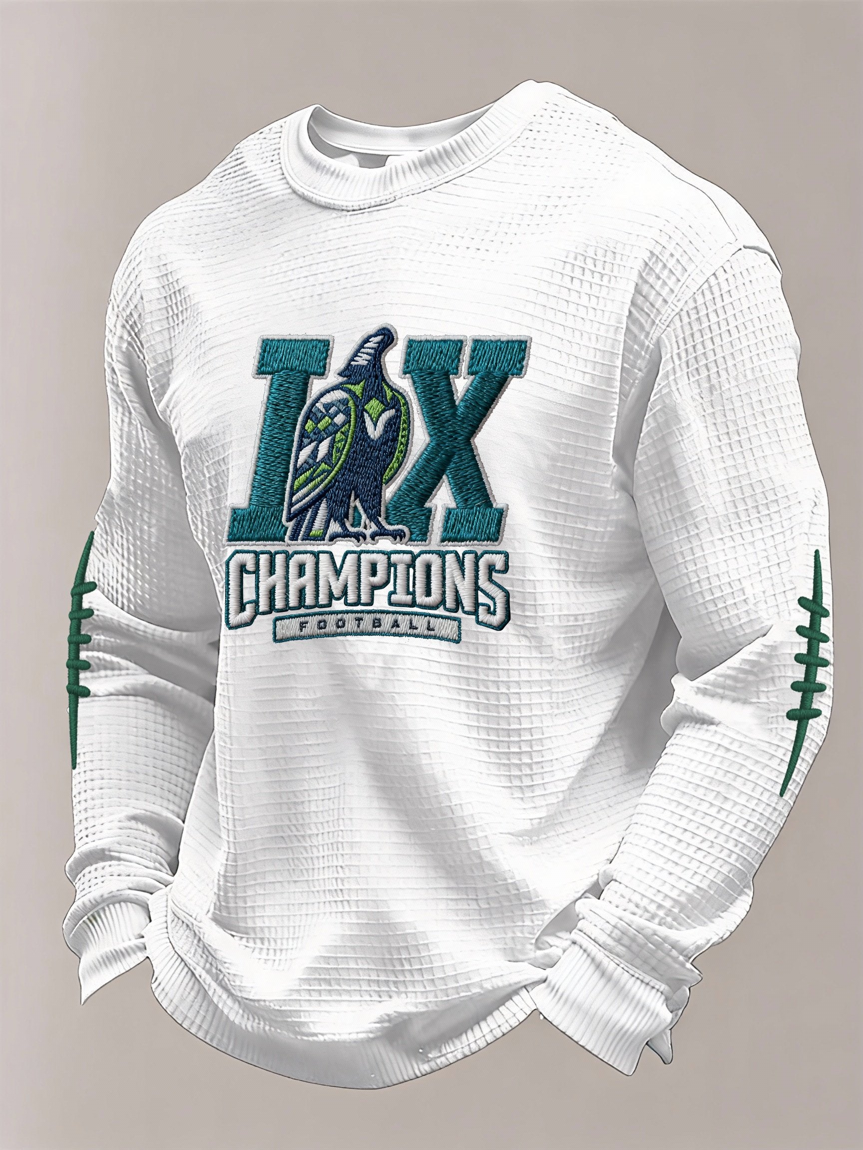 Men’s Football Graphic Waffle Knit Long Sleeve Crewneck T-Shirt