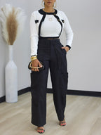 Casual Pocket Zip Accent Straight Leg Cargo Pants