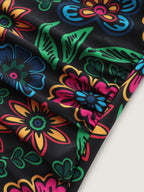 Two-Piece Sarong Floral Print One-Piece Swimsuit