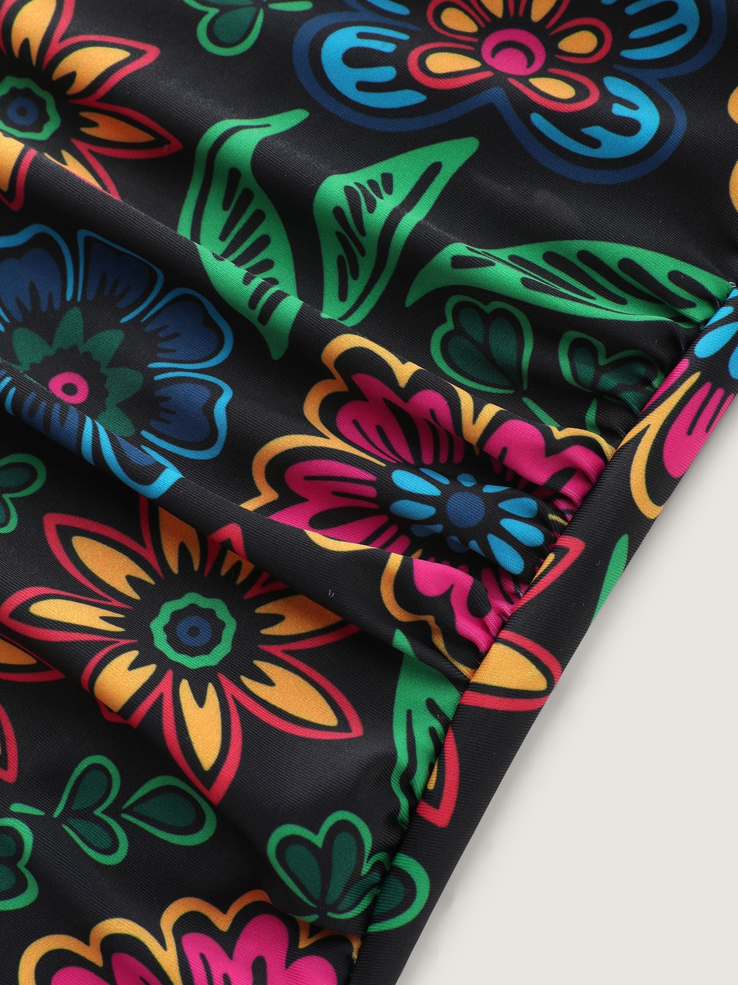 Two-Piece Sarong Floral Print One-Piece Swimsuit
