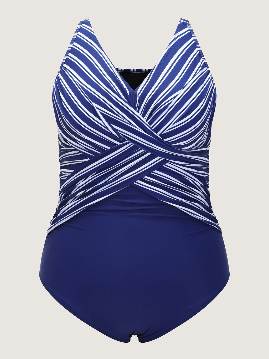 Striped Print Color Contrast One-Piece Swim