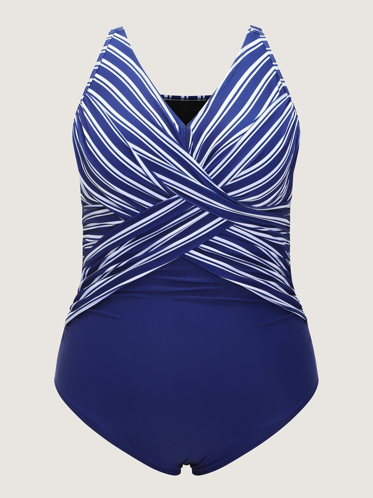 Striped Print Color Contrast One-Piece Swim