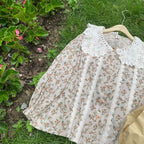 Eyelet Lace Collar Floral Shirt