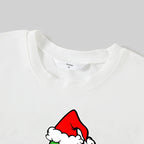 "Merry Christmas" Letter Print 2025 Green Elf Cartoon Pattern Contrast White Long Sleeve with Classic Red and Green Plaid Pants Family Matching Pajamas