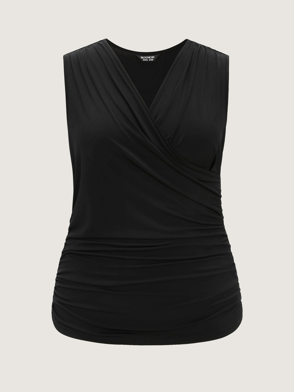 Stretchy Overlap Neckline Solid Tank Top