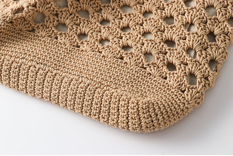 Crocheted Lace Trim Shoulder Bag