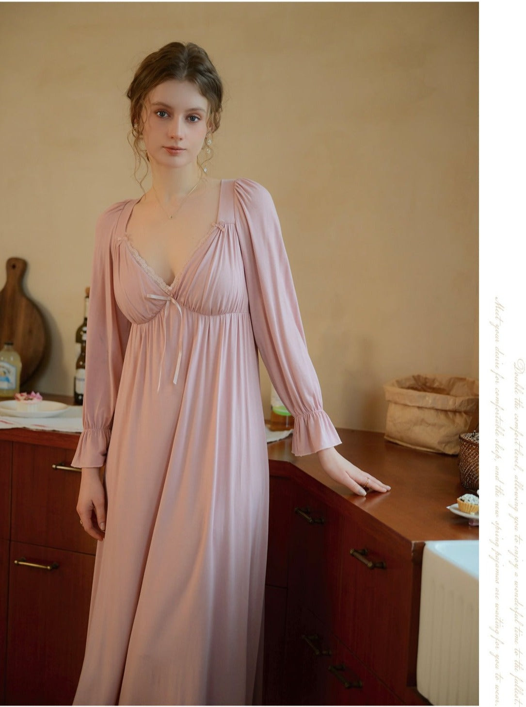 V Neck Padded Nightgown