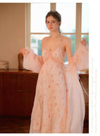 Romantic Satin Built In Bra Nightgown 2pcs Set