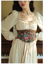 Royalcore Painting Boned Corset + Lace Neck Dress