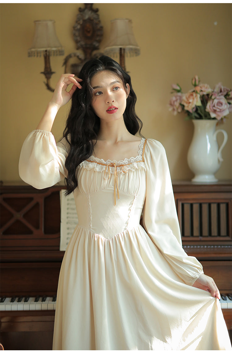 Royalcore Painting Boned Corset + Lace Neck Dress