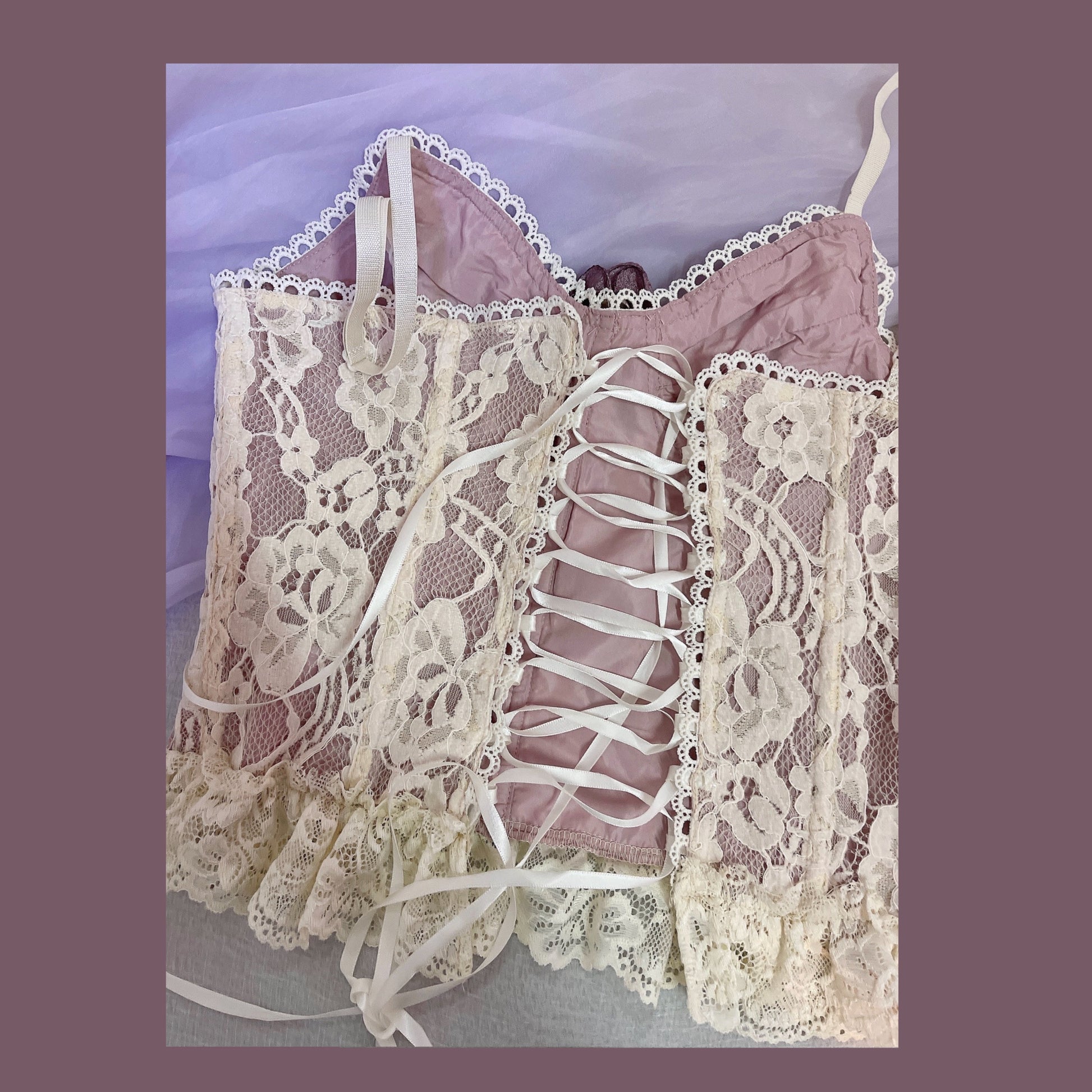 Vintage Lace Lace Up Corset Cami Top