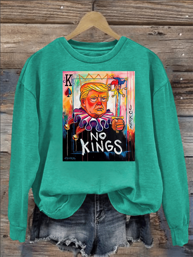 Women's   No Kings In America Print Casual  Sweatshirt