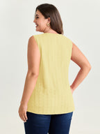 Cotton Floral Lace Detail Textured Tank Top