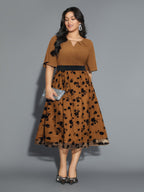 Floral Embroidered Mesh keyhole Dress