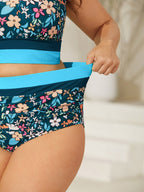 Floral Print Color Contrast Bikini Bottoms