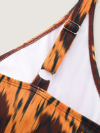 Sarong Geometric Print One-Piece Swim Set