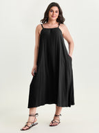 Backless Flowy Cami Plain Midi Dress