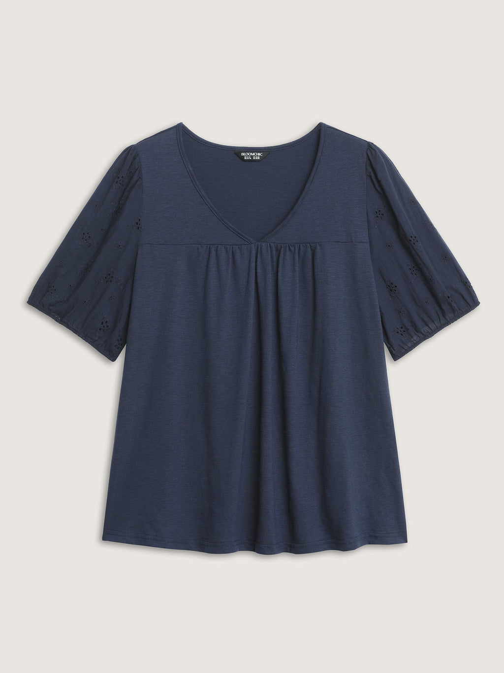 Cotton Slub Textured Embroidered Knit Top