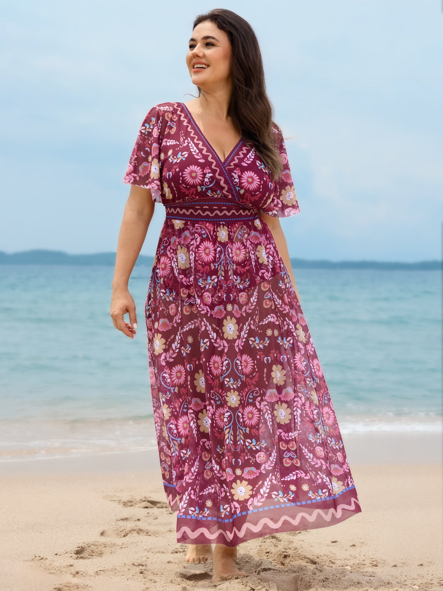 Sarong Two-Piece Tummy-Control One-Piece Swimsuit