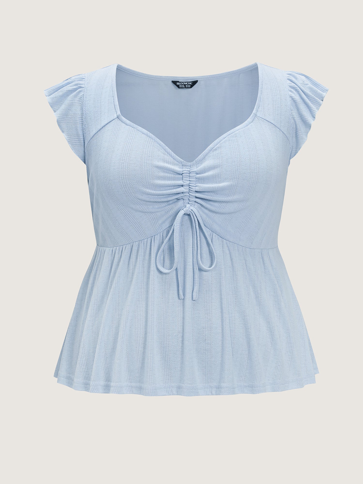 Supersoft Ruched Sweetheart Neckline Ruffled Sleeve Top