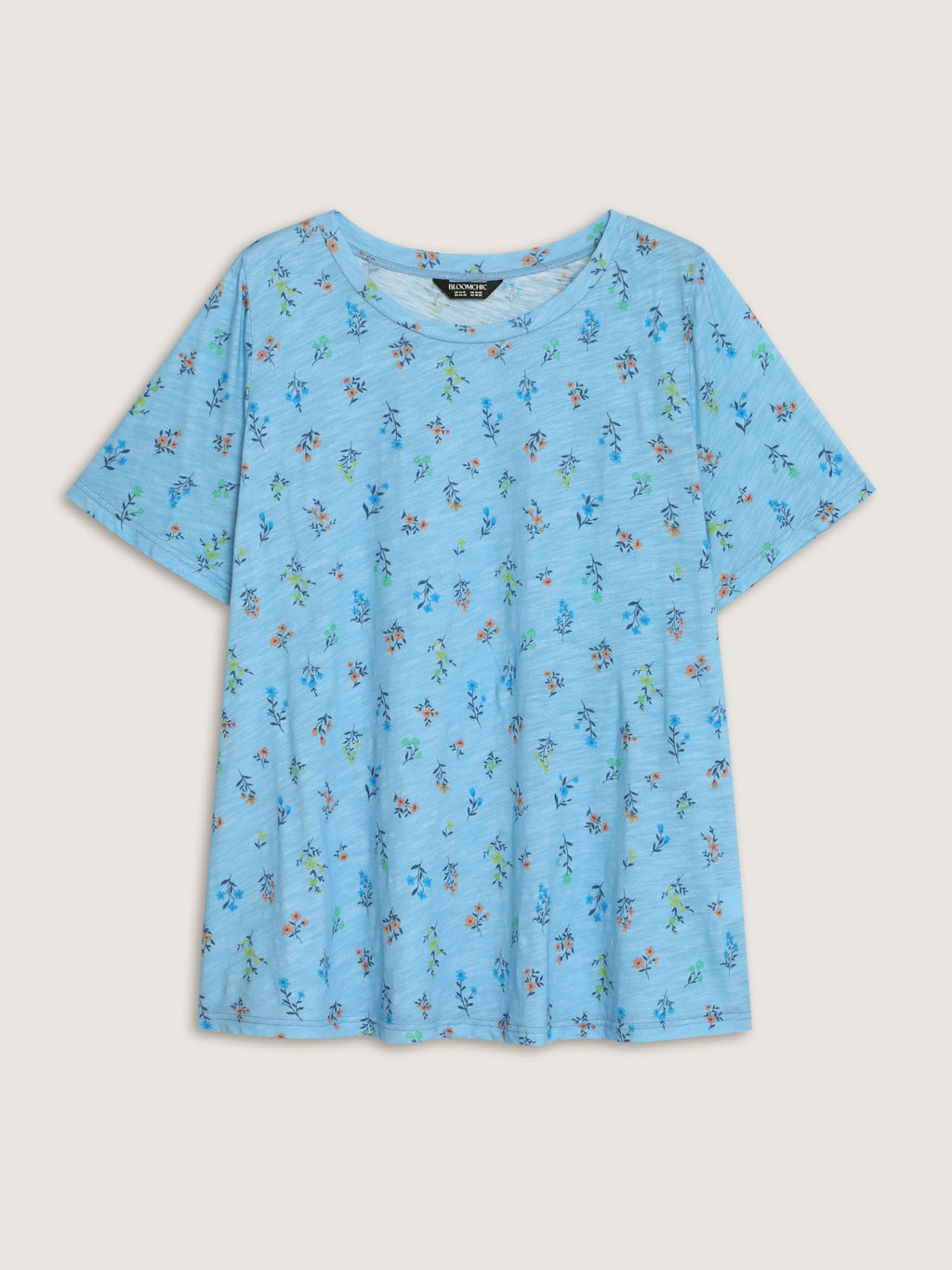 Cotton Stretchy Floral Print Long T-Shirt