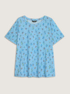 Cotton Stretchy Floral Print Long T-Shirt