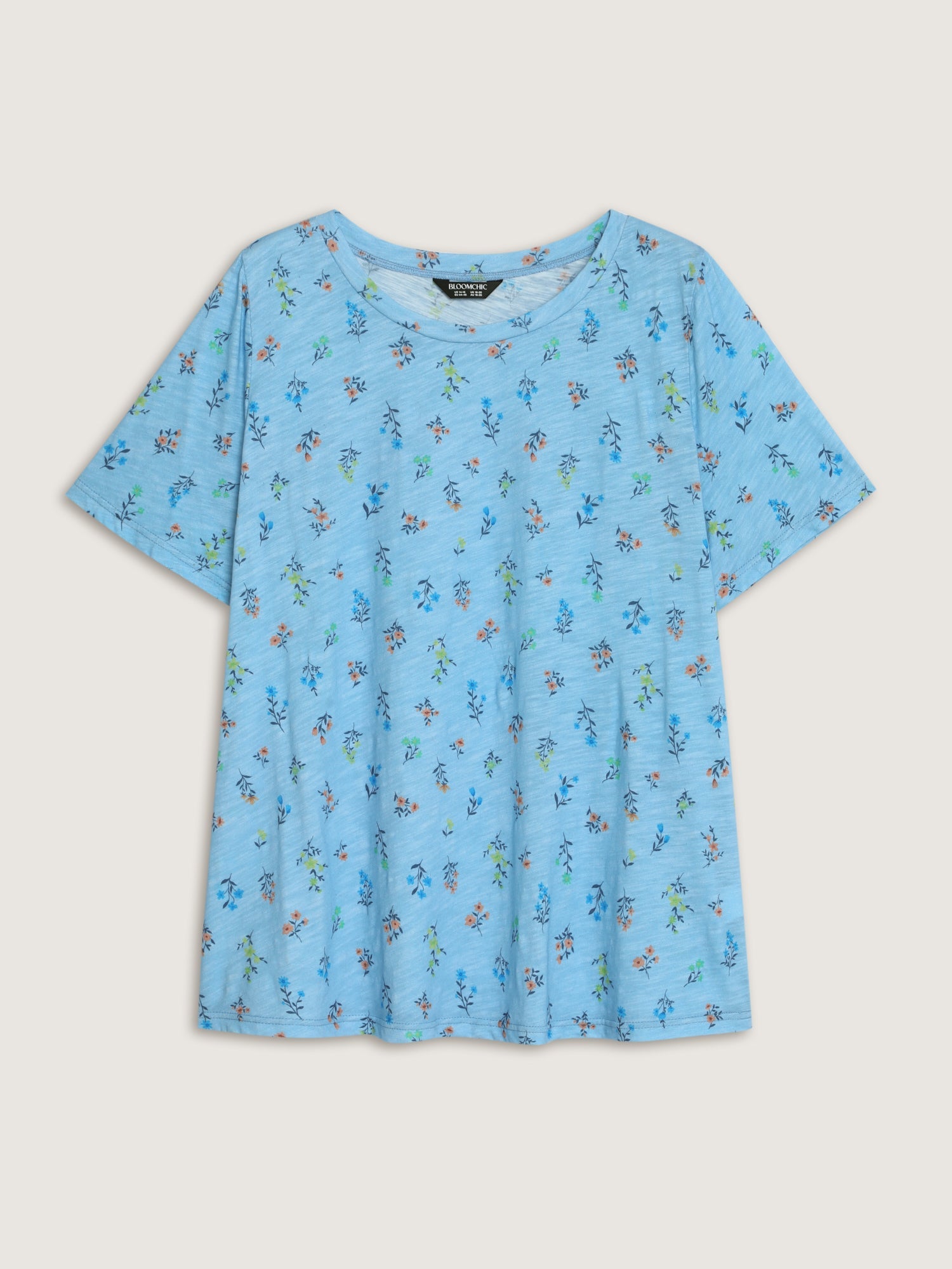Cotton Stretchy Floral Print Long T-Shirt