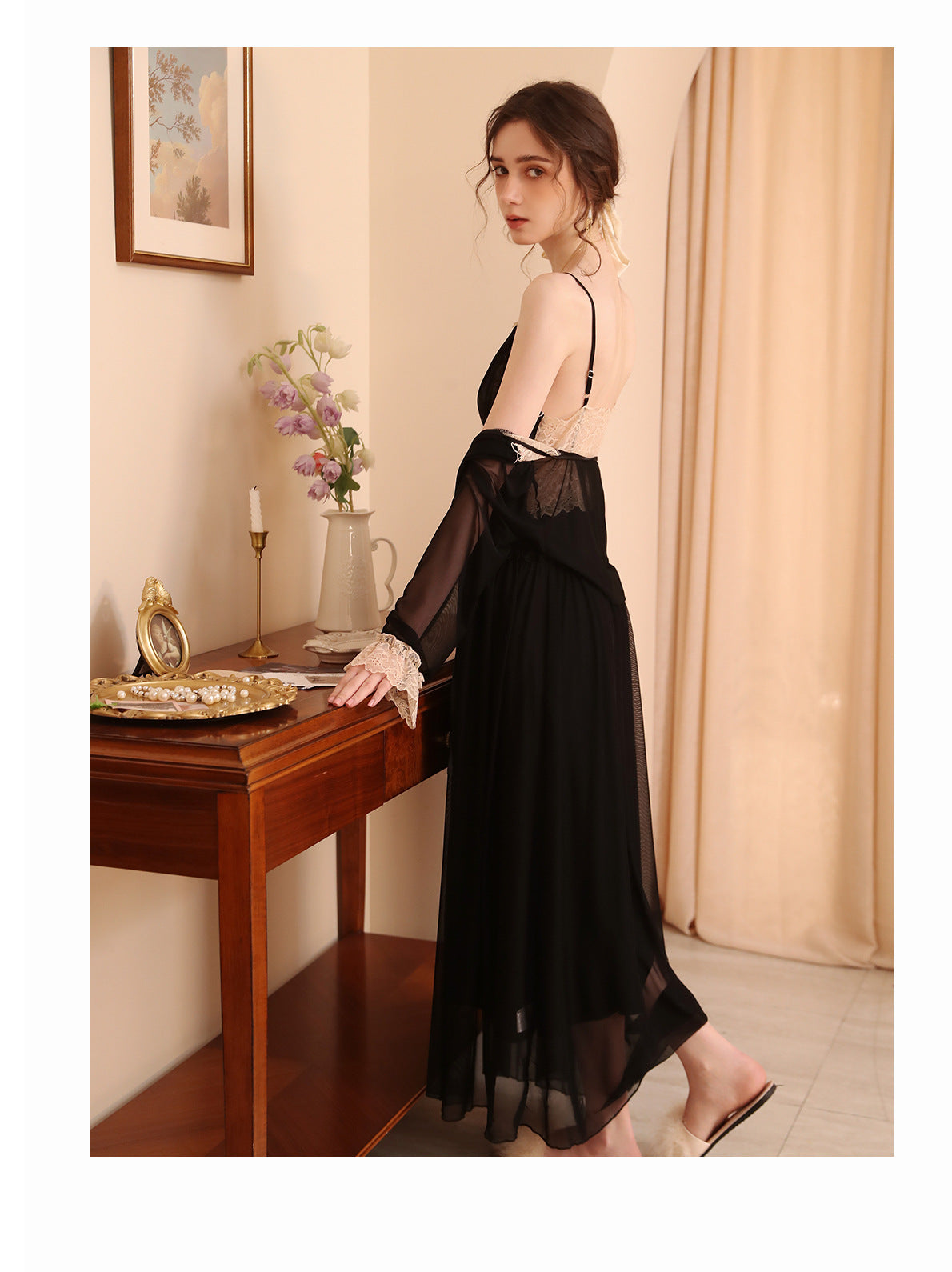 Lace Sleep Gown + Robe 2pcs Set