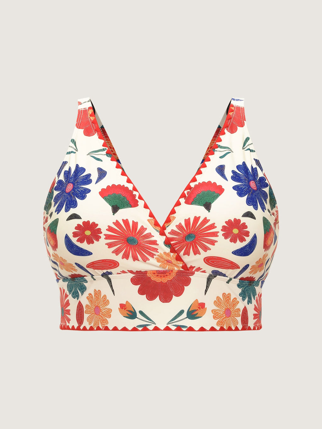 Playful Floral Embroidered Bikini Top