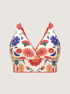 Playful Floral Embroidered Bikini Top