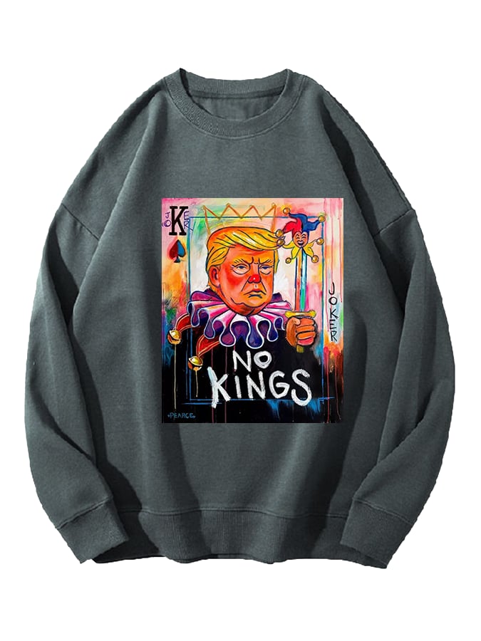 Unisex   No Kings In America Print Casual Sweatshirt
