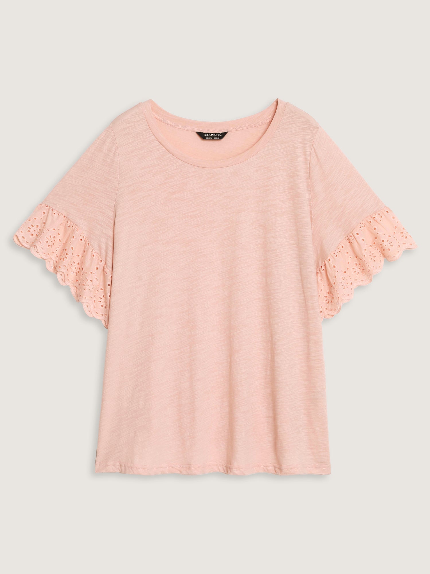 Cotton Lace Sleeve Relaxed-Fit T-Shirt
