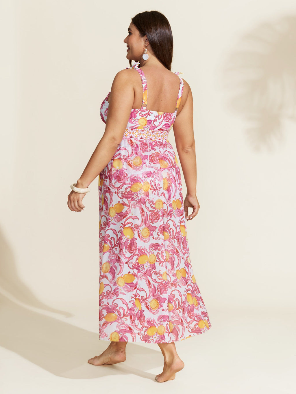 Two-Piece Citrus Print Sarong Swimsuit